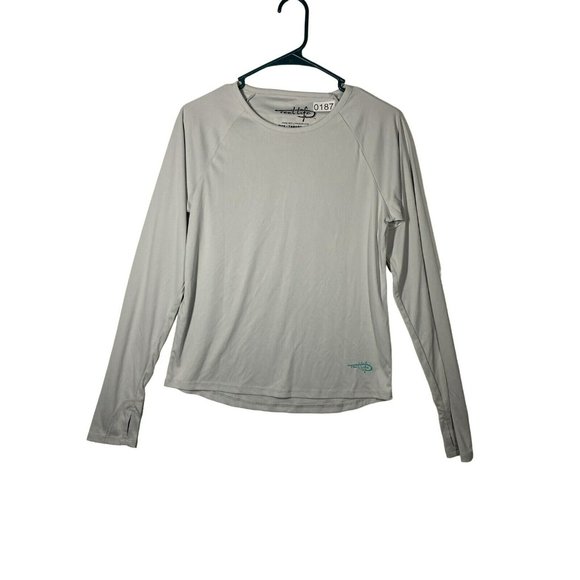 NEW Women Real Life Long Sleeve Crew Neck Rash Guard Shirt UPF 50+ Medium Gray - Picture 1 of 7